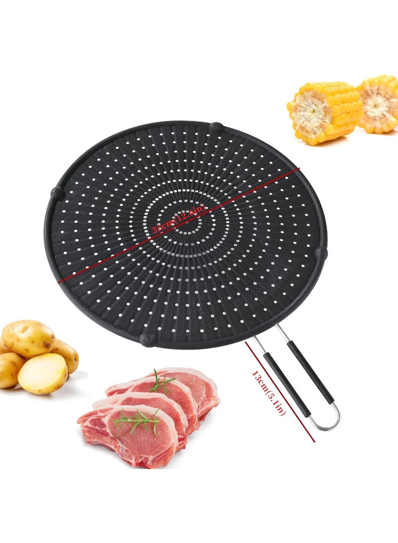 Splatter Guards for Frying,  Grease Splatter Guard, Heat-resistant Splatter Screen for Frying Pan, Silicone Splatter Guard for Everyday Cooking, Dishwasher Safe (Black) ﻿ - Image 2